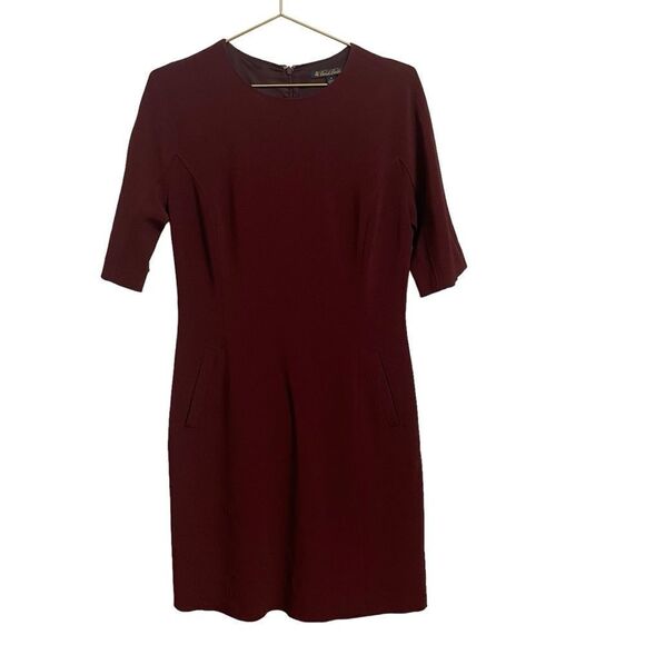 Brooks Brothers Maroon Shift Dress w/Pockets Short Sleeve Size 10 - Picture 1 of 7